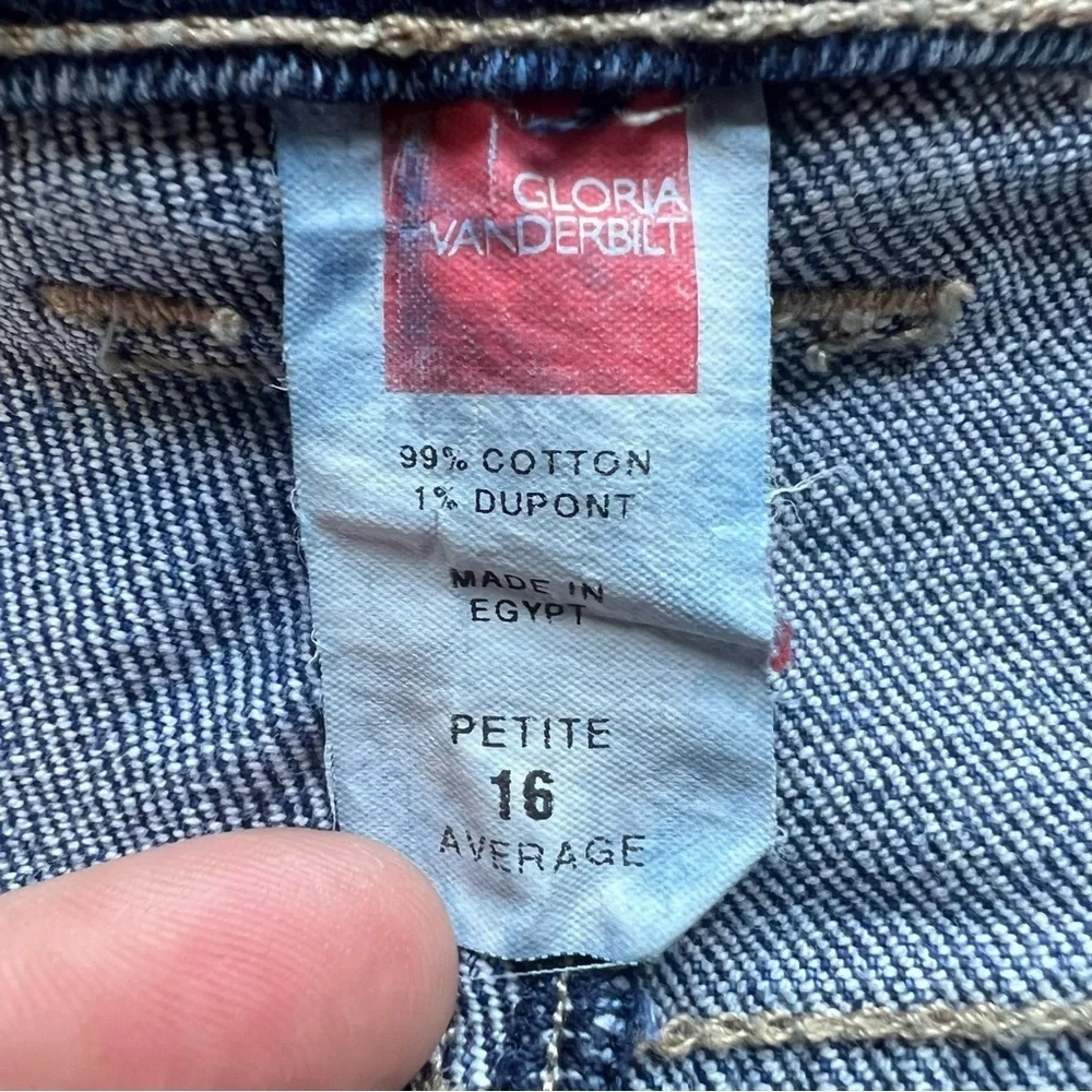 Gloria Vanderbilt Vintage Womens Straight Blue Denim Jeans Red Tag Swan Size 16P
